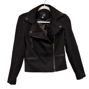 KUT from‎ the Kloth Jacket Black XS Moto Biker Zip Up Faux Suede Edgy